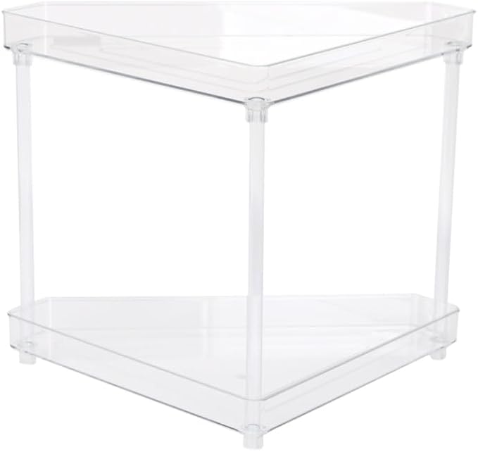 YBM HOME Elegant 2-Tier Lucite Plastic Bathroom Vanity Office Countertop Corner Rack, 1221