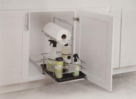 LOVKIT Under Sink Organizer(11.18"W X15"D) Pull Out Cabinet Organizer For Cleaning Caddy, Under Sink Slide Out Organizer, Under Kitchen Bathroom Sink Organizer, Pantry Cabinet Closet Organization Rack