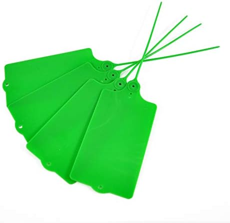 LeadSeals 100 Plastic Tags Shipping Tags Water Proof Tags for Labeling Shipping Labels Security Seals Writable Marker Ties Hanging Tags Storage Tag with One Marker Pen (Green)