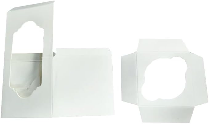 JIYIXhylera 50PCS 2.5 × 2.5 × 2.5 inch mini Cake Boxes with Window Bakery Boxes Pastry Boxes for Cake, Pastries Chocolates Cupcakes (White)