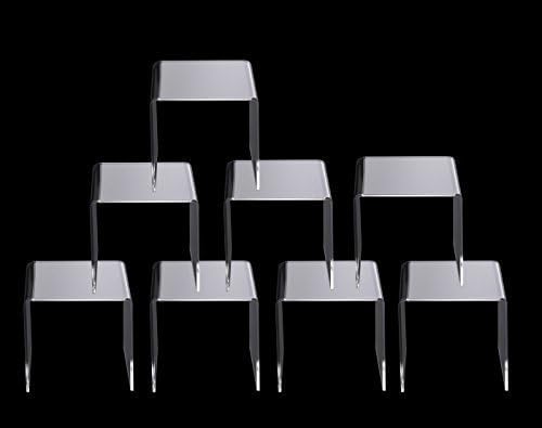 Jusalpha® 8 PC 6'' Clear Acrylic Risers, Acrylic Display Risers Shelf Showcase Fixtures for Jewelry, Display Stand for Amiibo Funko POP Figures, Cupcakes, Food Display, Cabinet- Lot of 8 (6x6x6 Inches)