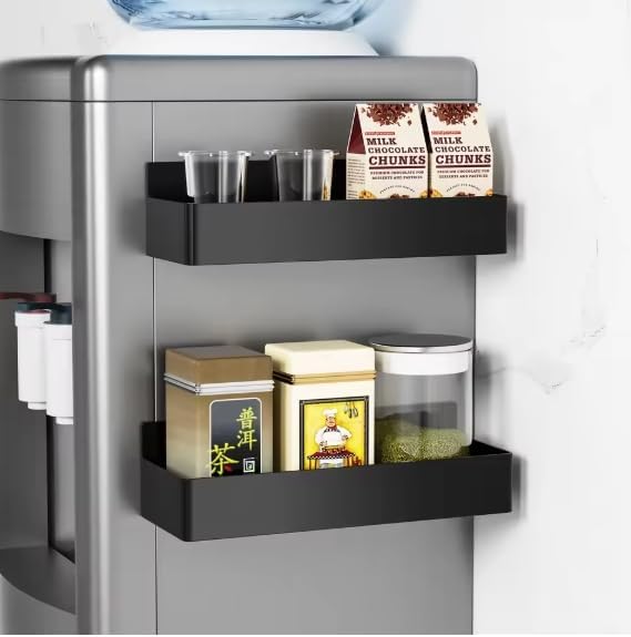Magnetic Spice Rack for Refrigerator, 2-Pack Heavy Duty Magnetic Shelf Organizer for Fridge, Kitchen Storage and Organization, Matte Black