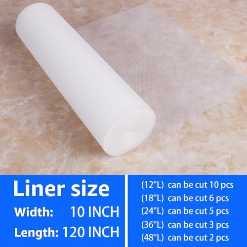 PABUSIOR Clear Kitchen Cabinet Liner: Waterproof Refrigerator Shelf Liner Small - Non-Adhesive Non Slip Pantry Drawer Mat for Cupboard Shelves Translucent 10" W x 120" L
