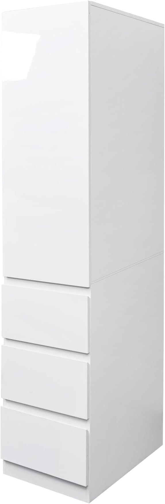 Tall Narrow Kitchen Pantry Cabinet with Drawers and Door Racks, 23.6 Inch Deep White Food Storage Cupboard for Kitchen, Deep Narrow Pantry Cabinet for Small Spaces