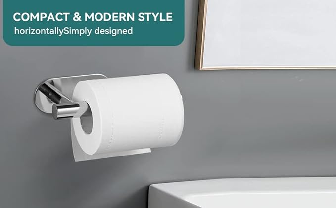 YUET Toilet Roll Holder Self Adhesive Holders Tissue 3M Stand Hanger Bathroom, Kitchen, Washroom Premium Thicken SUS-304 Stainless Steel, No Drilling Strong Adhesiveness Rustproof (Polished Chrome)