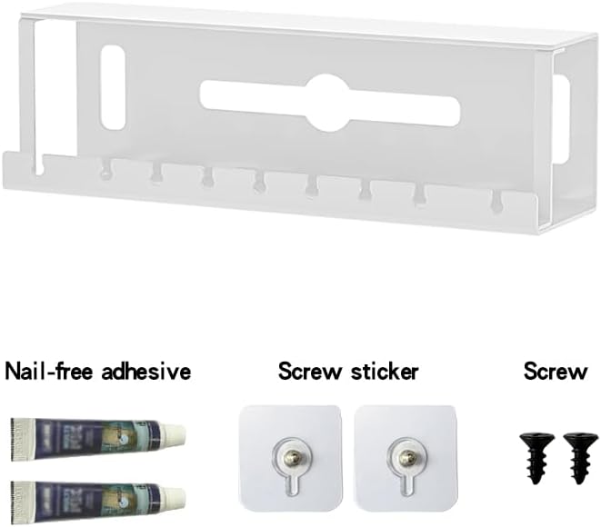 Under Desk Cable Management Tray Wires Organizer Power Strip Management No Drill Under Table Organizer for Cable Storage Holder for Office Home Desk/Table (WHITE-50CM)