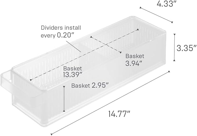Yamazaki Home Tower Fridge Organizer & Colander – Adjustable Divider For Custom Storage – Stackable Produce Bin For Washing & Storing Ingredients – Easy To Clean & Disassemble - Plastic -