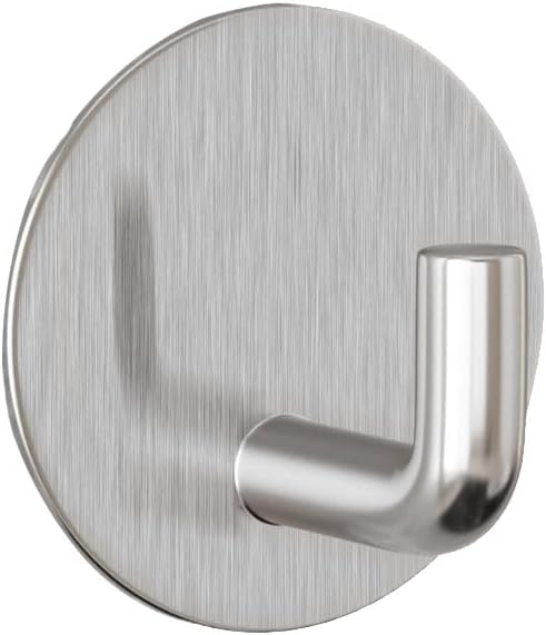 EDMILE 8 Pack Silver Adhesive Wall Hooks, Towel Hooks for Bathrooms, Sticky Hooks for Hanging, Stick on Wall Mount for Bathroom Kitchen Bedroom No Drill