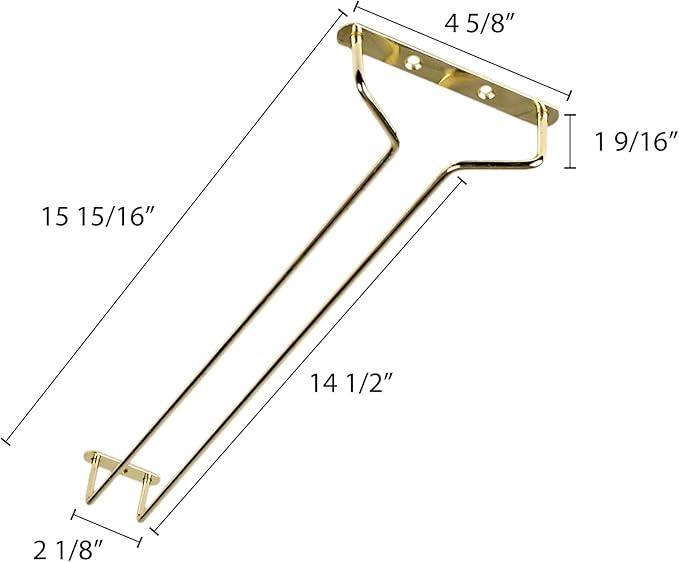 TrueCraftware- 24-Inch Wine Glass Rack Brass Finish Set of 2- Stemware Rack Wire Hanging Rack Under Cabinet Wine Glass Stemware Holder Storage Hanger Organizer for Kitchen and Bar