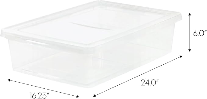 4-Pack Clear 28 Qt. Underbed Plastic Storage Bins with Snap-On Lids & Built-in Side Handles - Stackable, Lightweight, Easy to Carry for Underbed, Closets, Shelves, Pantries