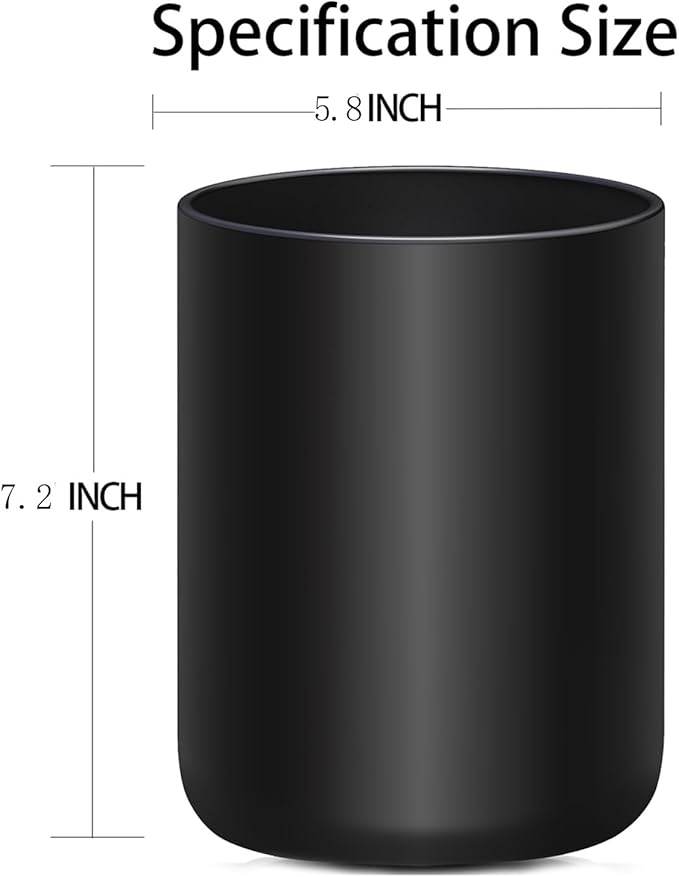 Black Utensil Holder for Kitchen Counter, Large 7.2" Matte Ceramic Utensils Crock for Countertop Easy to Clean, Modern Cooking Utensil Spatula Holder for Farmhouse 7.2×5.8 INCH