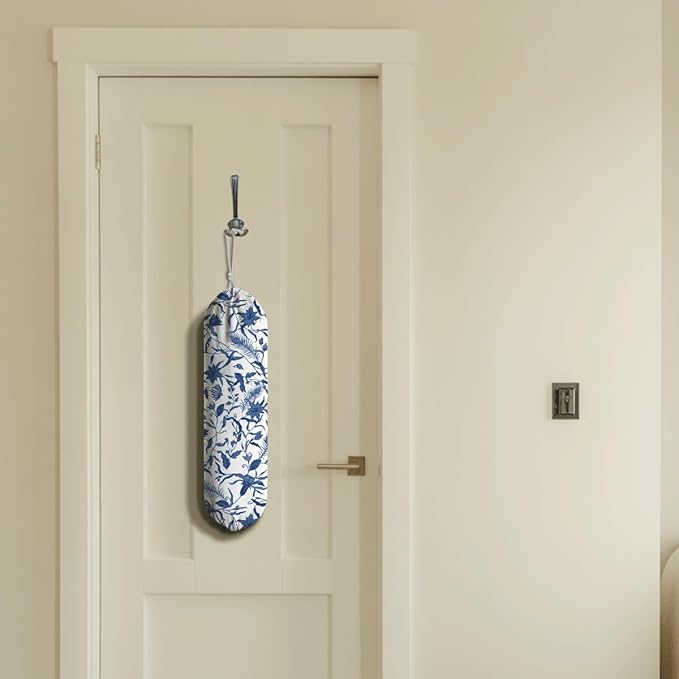 China Flower Pattern Grocery Bag Holder, Plastic Bags Organizer Dispenser, Wall Mounting Shopping Bag Holder for Kitchen Pantry, Housewarming Gifts for Women Family Friends Grandma Mom