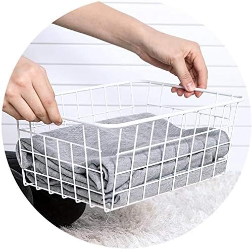 iPEGTOP Wire Storage Freezer Baskets, Set of 6 Large 15.4" Farmhouse Organizer Storage Bins Fridge Basket Rack with Handles for Kitchen Cabinets, Pantry, Office, Bathroom Organization - White