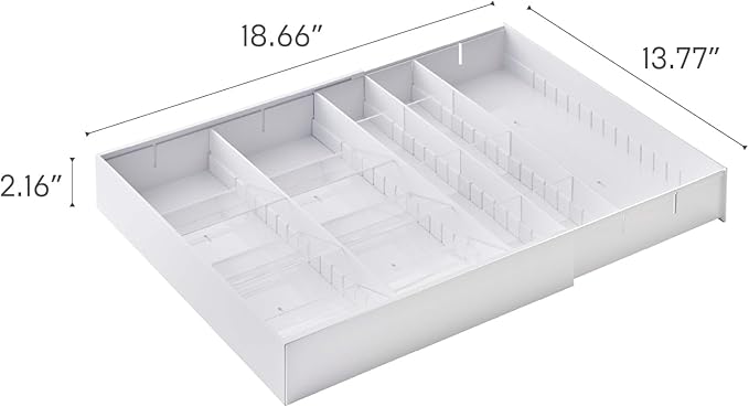 YAMAZAKI Home Tower Expandable Cutlery Kitchen Angled Utensils Storage Silverware Organizer Compact Drawer Insert Tray - Abs Plastic