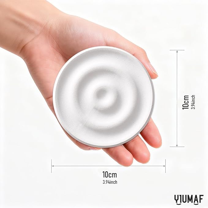 Diatomite Stone Soap Dish & Tray - Water Absorbing for Bathroom Kitchen Sink, Quick Dry Sponge Holder, Non-Slip Stand, Round Organizer Mat for Bar Soap, Drying Tray & Coaster (Gray)