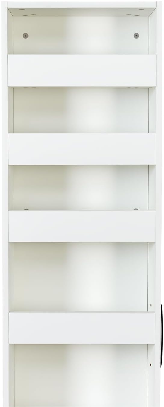7 Tier Slim Rolling Storage Cart - Kitchen & Pantry Organizer, Narrow Storage Cabinet with Handle & Wheels, Spice Pull-Out Rack Next to Fridge Storage Shelf (White A-7 Tier Shelf Unit)