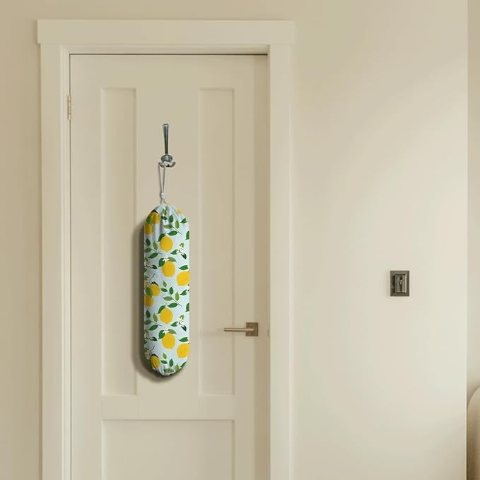 Lemon Plastic Bags Holder, Grocery Bag Storage Organizer, Reusable Shopping Bags Holder Dispenser for Kitchens Pantry, Farmhouse Home Kitchen Decor Gifts, Kitchen Pattern Garbage Bag 43