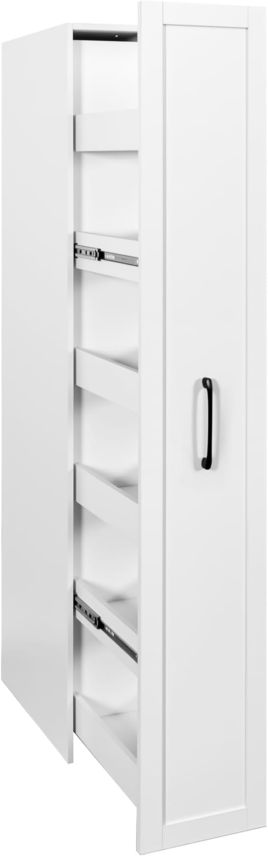 6-Tier Slim Rolling Cart - White Wooden Spice Rack on Wheels - Mobile Storage Shelving Unit for Kitchen, Bathroom & Laundry - Narrow Pull-Out Pantry Organizer for Small Spaces & Next to Fridge