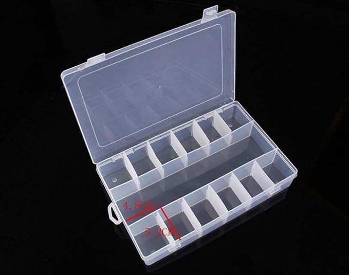 Kamay's Adjustable Compartment Slot Plastic Craft Storage Box Thick Hard Plastic Hobby Craft Storage Box Case With Snap Lock Ideal For Small Items (XL13 Compartment Slot)