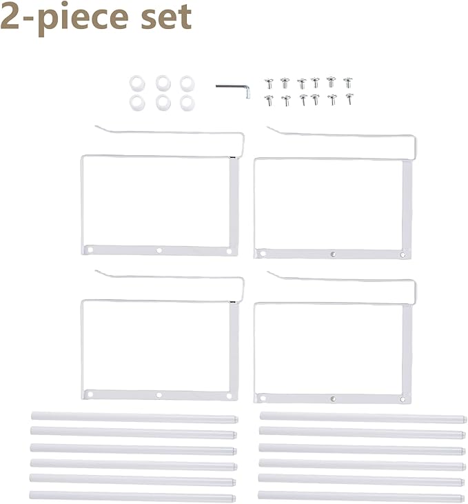 UFORU Expandable Hanging Shoe Rack Organizer for Closet, Adjustable Shoe Rack Under Cabinet Shelf, Versatile Under Shelf Storage for Kitchen, Book, Clothing Storage and Organization(White,2PCS)