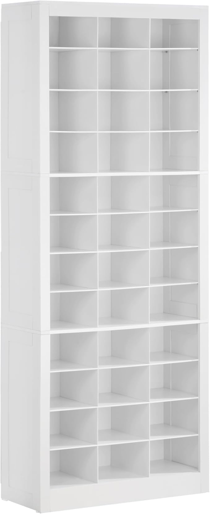 Shoe Storage Cabinet, 36 Pairs Free Standing Closet Organizer, 9 inch Widened Cell Wood Shoe Organizer, 12 Tiers Vertical Space Saving Shoe Rack for Entryway, Cloakroom, White SR20703X