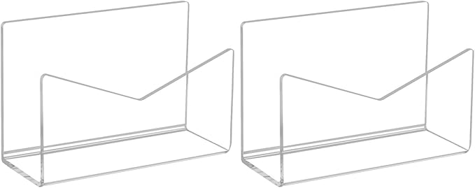 Sorandy 2 Pack Acrylic Mail Organizer, Mail Holder Stand, Vertical File Folder, Letter Sorter Desk Envelope Rack, for Home Office School Envelope Bill Filling Paper Document (Transparent)