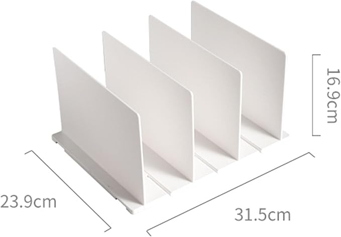 White Sturdy Plastic Shelf Divider, Vertical Handbag Separator for Closet, Adjustable Storage Organizer with Easy Assembly, Space Saving Design for Home Wardrobe Cabinet and Deskto