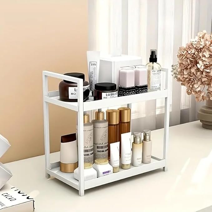Bathroom Counter Organizer, Bathroom Organizers and Storage Countertop, 2 Tier White Counter Shelf for Vanity Tables, Dresser, Makeup