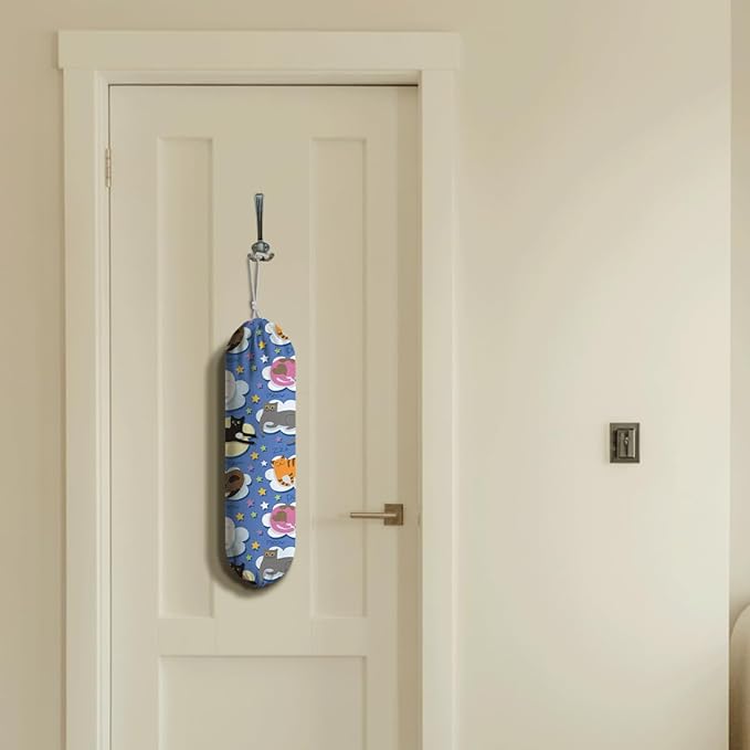 Cats Plastic Bag Holder, Hanging Shopping Bags Storage Dispenser, Cute Animal Fabric Garbage Trash Bag Dispenser for Home Kitchen Pantry Cabinet, Wall Mount, Housewarming Gifts for Kitchen