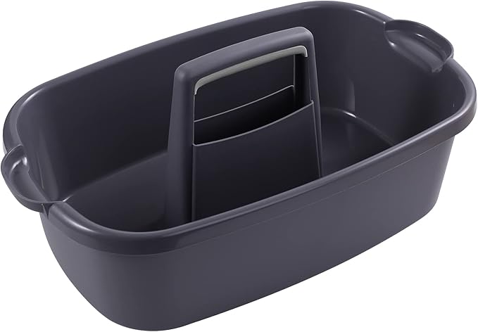 Omirome 2-Pack Large Gray Cleaning Caddy for Cleaning Supplies with Handle - Portable Plastic Tote Organizer for Shower, Bathroom, Kitchen, Under Sink Storage