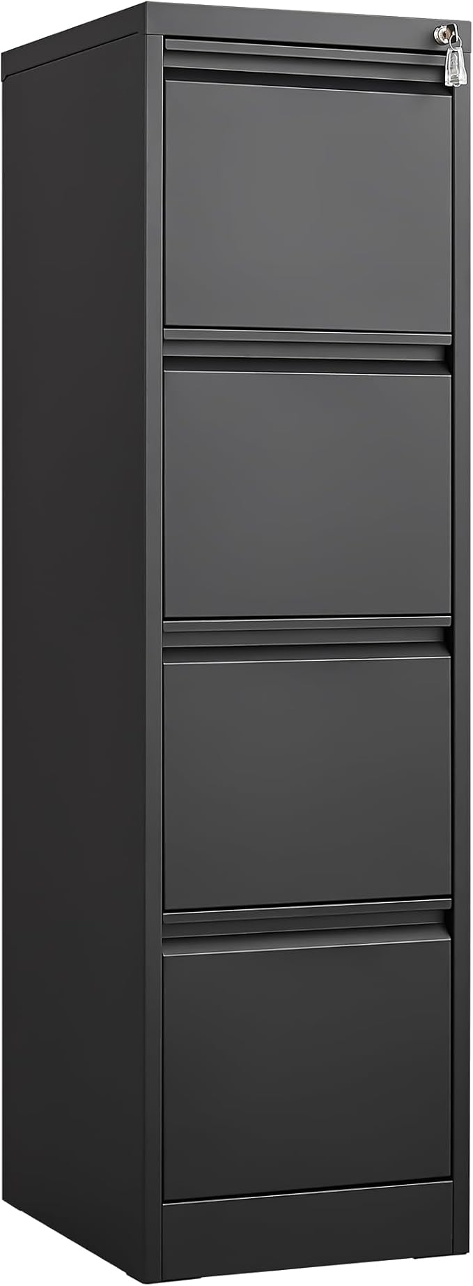 4 Drawer File Cabinet with Lock, Vertical Filing Cabinet for Home Office Garage, Metal Lockers Steel Lockable Drawer Storage Organizer for Letter Size/a4/Legal Files Black