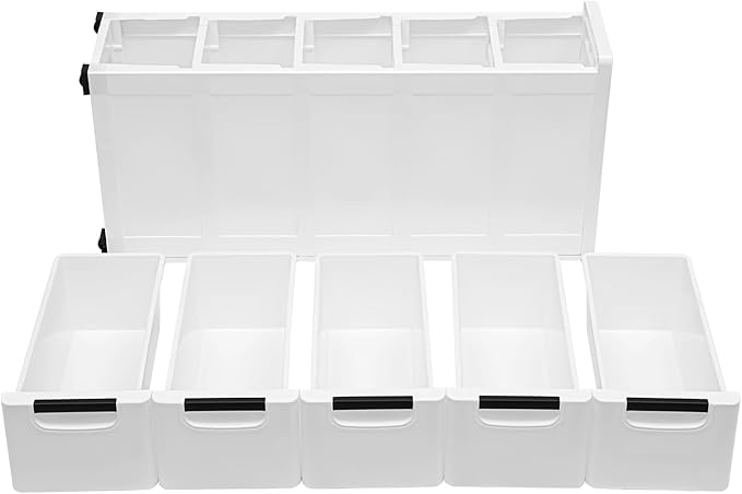 5 Drawers Stackable Storage Drawers Plastic Storage Drawers Collapsible Storage Bins Plastic Clothes Organizer Drawers Storage for Living Room,Bedroom,Office (White, 7.87" W)