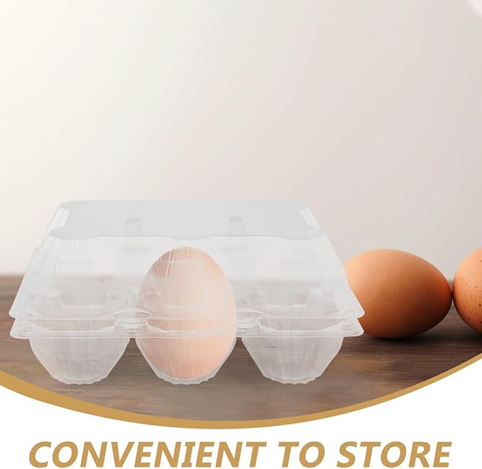 Garneck 6pcs Plastic Egg Cartons Bulk 6-Grids Clear Reusable Egg Container Holder, Family Refrigerator Farm Markets for Safe Storage and Display