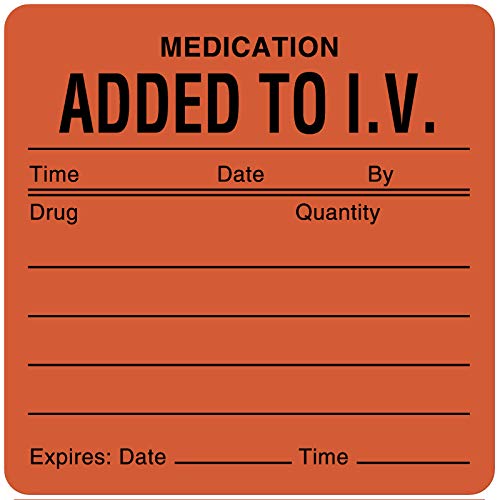 United Ad Label Medication Added Labels Medication Added, 2-1/2" x 2-1/2", Permanent Paper Label, Fluorescent Red, One Roll of 390 Labels