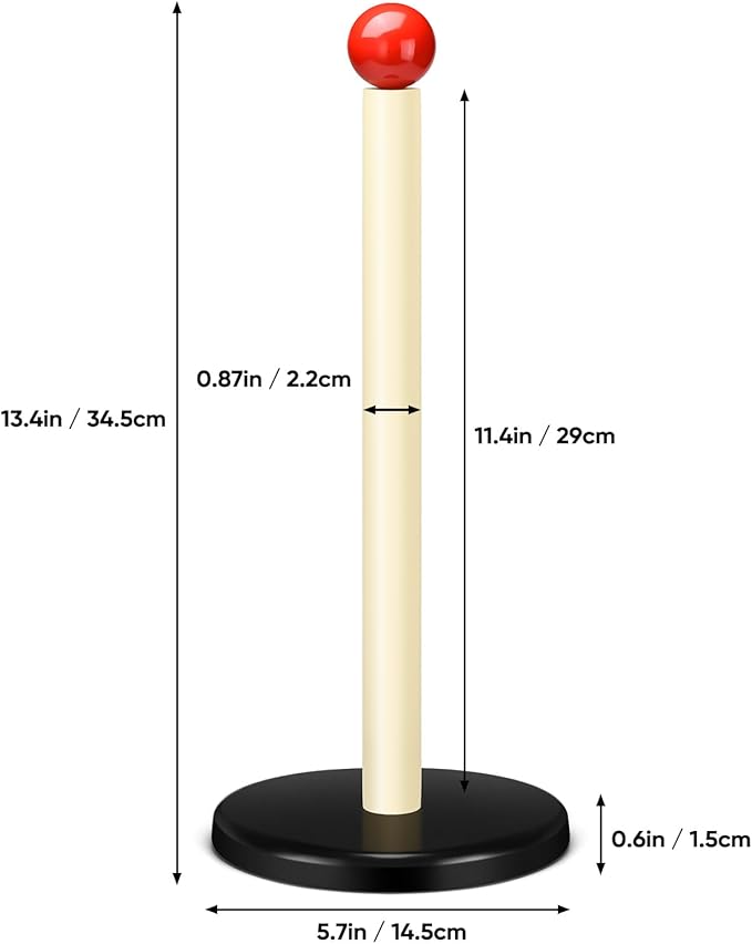 Paper Towel Holder, Cute Wooden Red Ball Kitchen Roll Stand Organizer Countertop Free Standing, Spray Paint Black White Holder, Housewarming Gift New Home