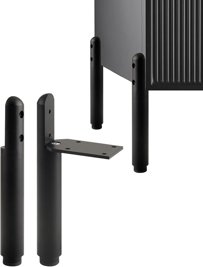 Dresser Legs Set of 4 Adjustable Feet for Furniture Black 4.9-7.2 Inch Metal Legs Stand Table Legs Bathroom Cabinet Feet Extenders Cylinder Bed Support Feet