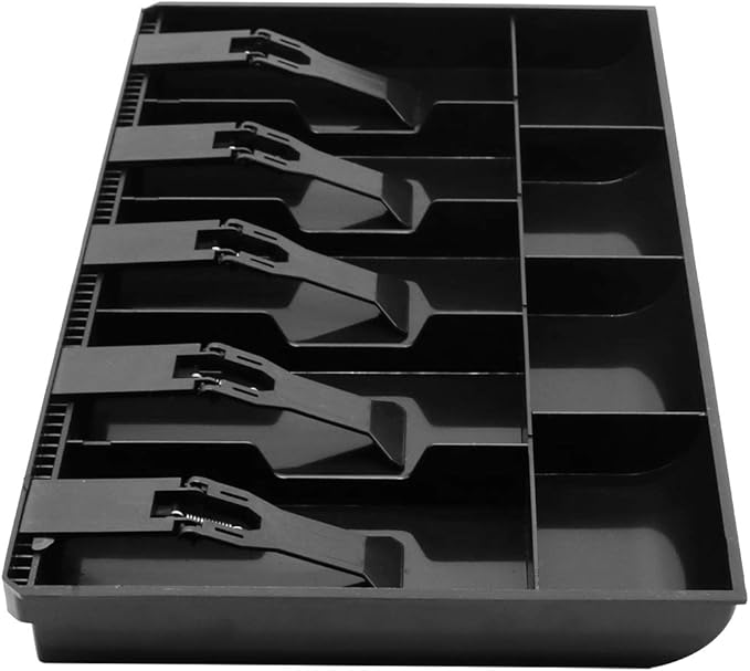 Cash Register Drawer Insert Tray with 5 Bill/4 Coin Compartments for Money Storage, Black