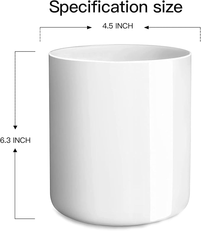 demany White Kitchen Utensil Holder for Countertop Easy to Clean, Stable Matte Ceramic Cooking Utensil Crock for Counter, Spatula Holder for Farmhouse Décor 4.6×6.5 INCH