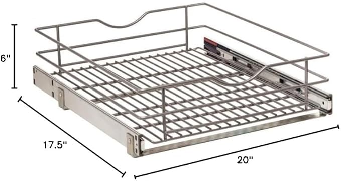 Knape & Vogt Simply Put 17.5-in W x 5.7-in H Metal 1-Tier Pull Out Cabinet Basket, 17 Inch, Frosted Nickel