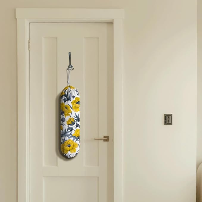 Yellow Floral Bag Holder, Shopping Trash Bags Storage Dispenser, Shopping Garbage Bags Carrier for Home, Kitchen, Travelling, Kitchen Housewarming Gifts for Women Family Friends Grandma Mom