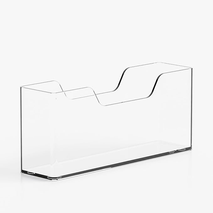 Yieach Acrylic Bathroom Napkin Holder - 9 Inch Long Vertical Guest Towel Holder Tray for Disposable Hand Towel,Clear Lucite Bathroom Napkins Guest Disposable Dispenser for Home,Hotel,Office, Pack of 1