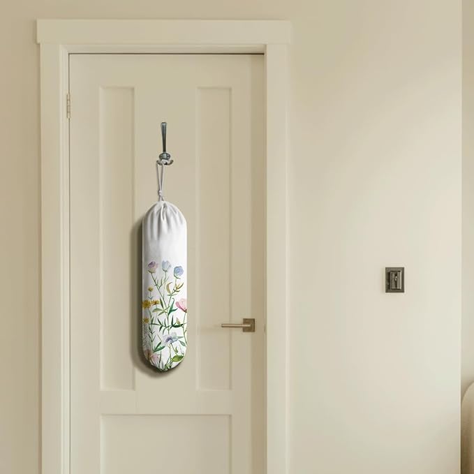 Plastic Bag Organizer, Wilde Flower Plastic Bag Holder, Shopping Bags Carrier for Home Kitchen Traveling Camping, Kitchen Housewarming Gifts for Women Family Friends Grandma Mom