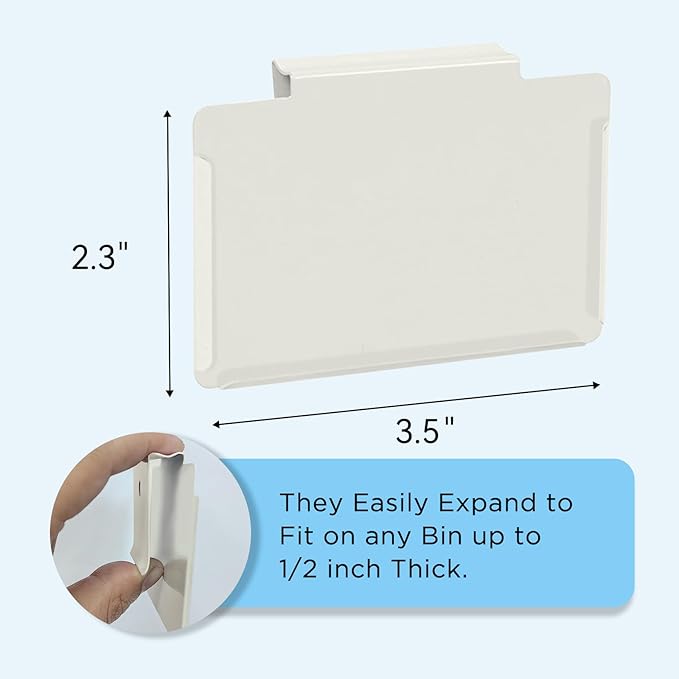 trohestar Metal Pantry Baskets Labels Clip On for Storage Bins | Edge Fold-Cream (Edge Fold-Cream, 8 Metal Label Clip)