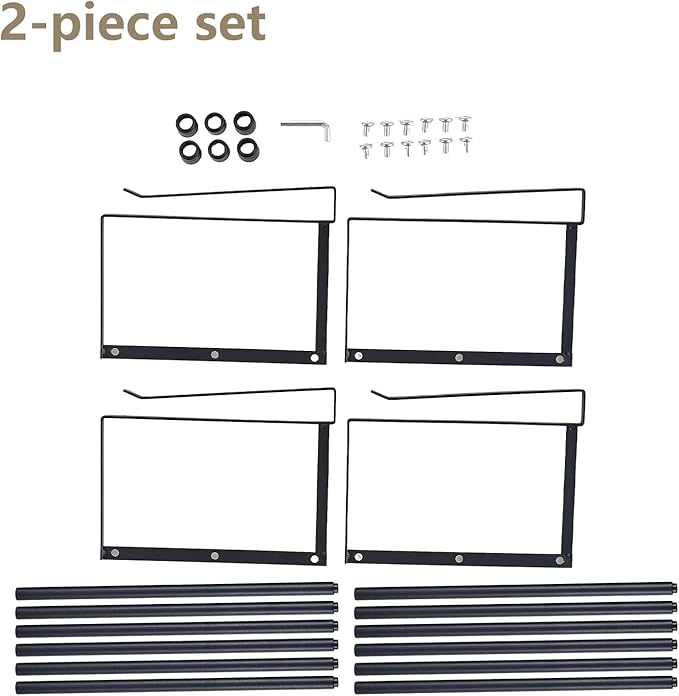 UFORU Expandable Hanging Shoe Rack Organizer for Closet, Adjustable Shoe Rack Under Cabinet Shelf, Versatile Under Shelf Storage for Kitchen, Book, Clothing Storage and Organization(Black,2PCS)