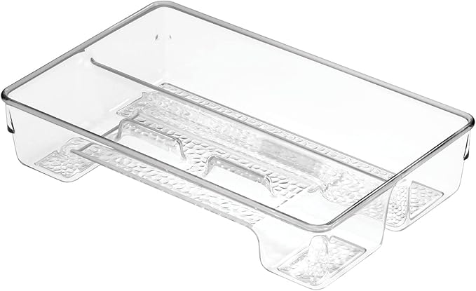 mDesign Plastic Toothbrush Holder, Storage Organizer Bin for Bathroom Vanity, Drawer, Cabinet, Closet - Holds Electric Spin Toothbrush, Toothpaste, Dental Floss Picks, Teeth Whitening Strips - Clear