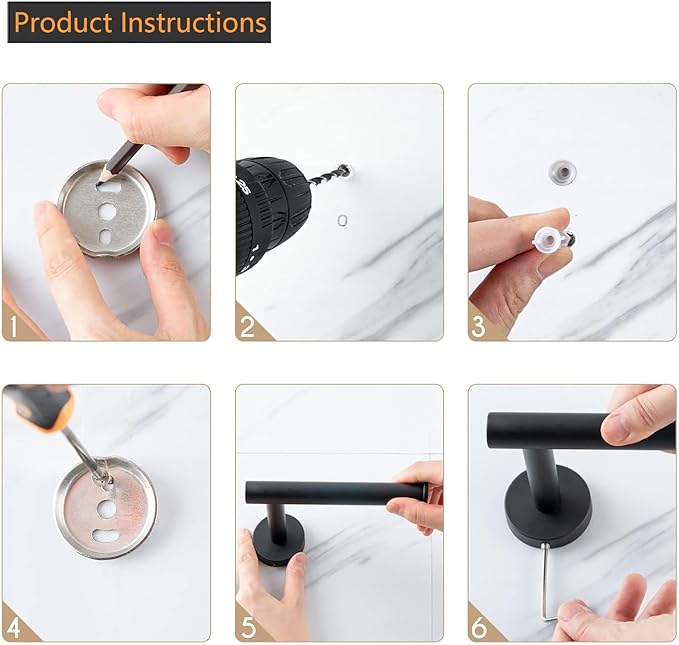 2-Piece Toilet Paper Holder - SUS 304 Stainless Steel Toilet Paper Holder Wall Mount, Toilet Paper Roll Holder for Bathroom, Kitchen, Washroom - Matte Black