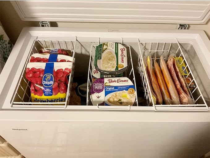 Chest Freezer Organizer Baskets - 16.5" Deep Freezer Bins for Frozen Meats and Food - 2 Pack