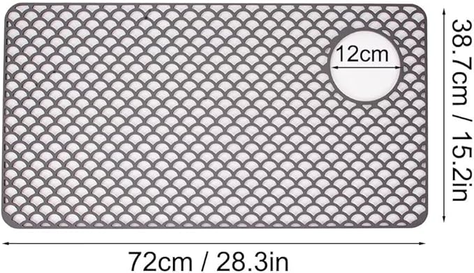 SEEK RARE Kitchen Sink Mat 28.3 x 15.2in Silicone Sink Mat Non Slip Sink Protector for Farmhouse Kitchen Grey B