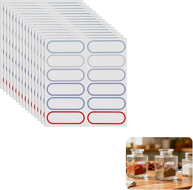 Nextpal 120-Pack Waterproof Name Stickers, Removable Labels for Water Bottles and Food Containers, Self-Laminating Write-On Stickers for Travel and Pantry Organization