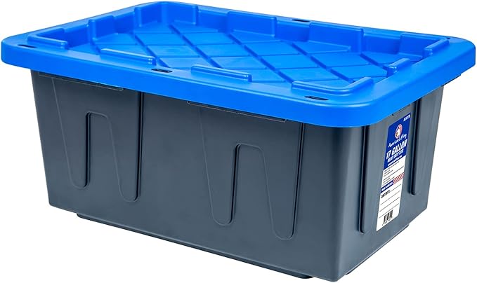 American Lifting 17-Gallon Storage Containers - Tough with Lids Durable Stackable - Keep Your Belongings Safe and Organized - (4 Pack - Blue)